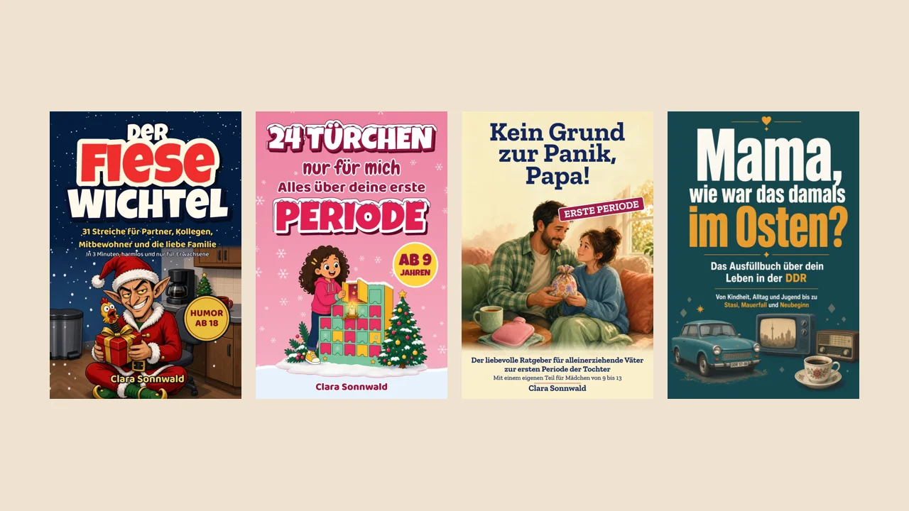 Vier Buchcover der vorgestellten Bücher